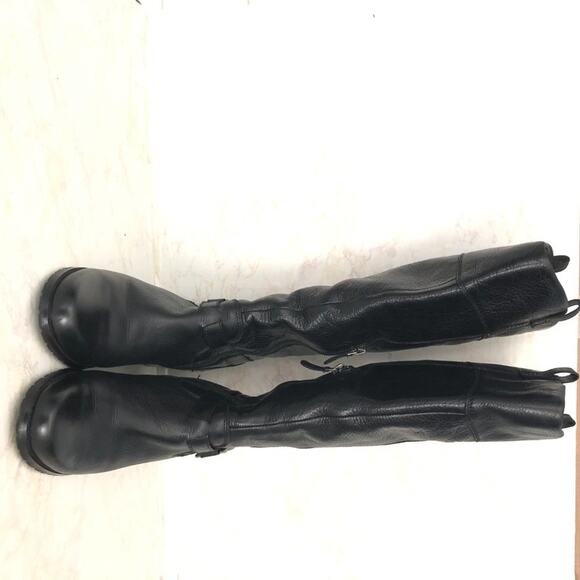 Circa Joan David Leather Tall Riding Boot Black Low block Heel Silver Accent 6.5 - Picture 8 of 15